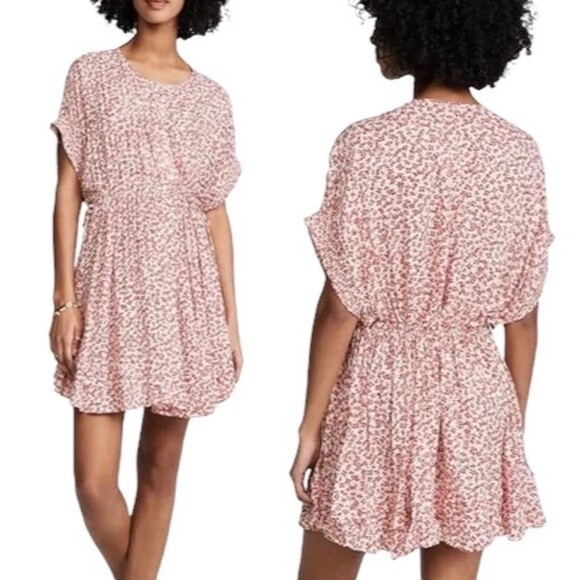 Free People One Fine Day Red Floral Print Flowy Oversized Mini Dress Size Small - Picture 15 of 15